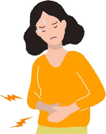 激しい腹痛に苦しむ女性のイメージ